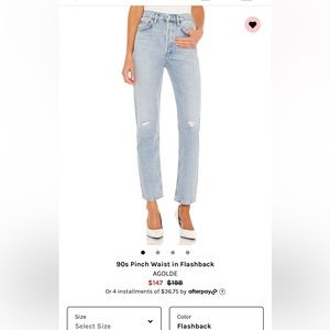 Agolde 90’s Pinch Waist in Flash Back Sz 26